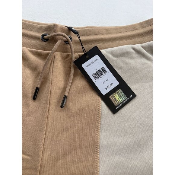 Hoodrich Mens Tan & Beige Color Block Shorts With Drawstring Waist & Zippered Po - Picture 4 of 9